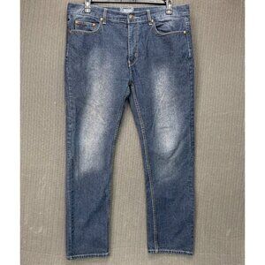 M. Gordon Mens Size W36 L30 Blue Slim Straight Denim Jeans